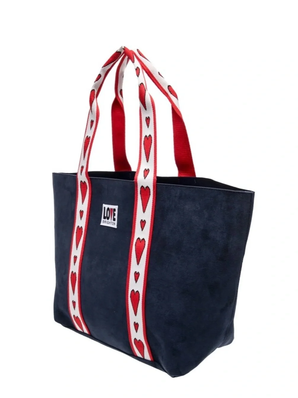 NWT Brighton Velveteen Love Tote with Red Heart Straps